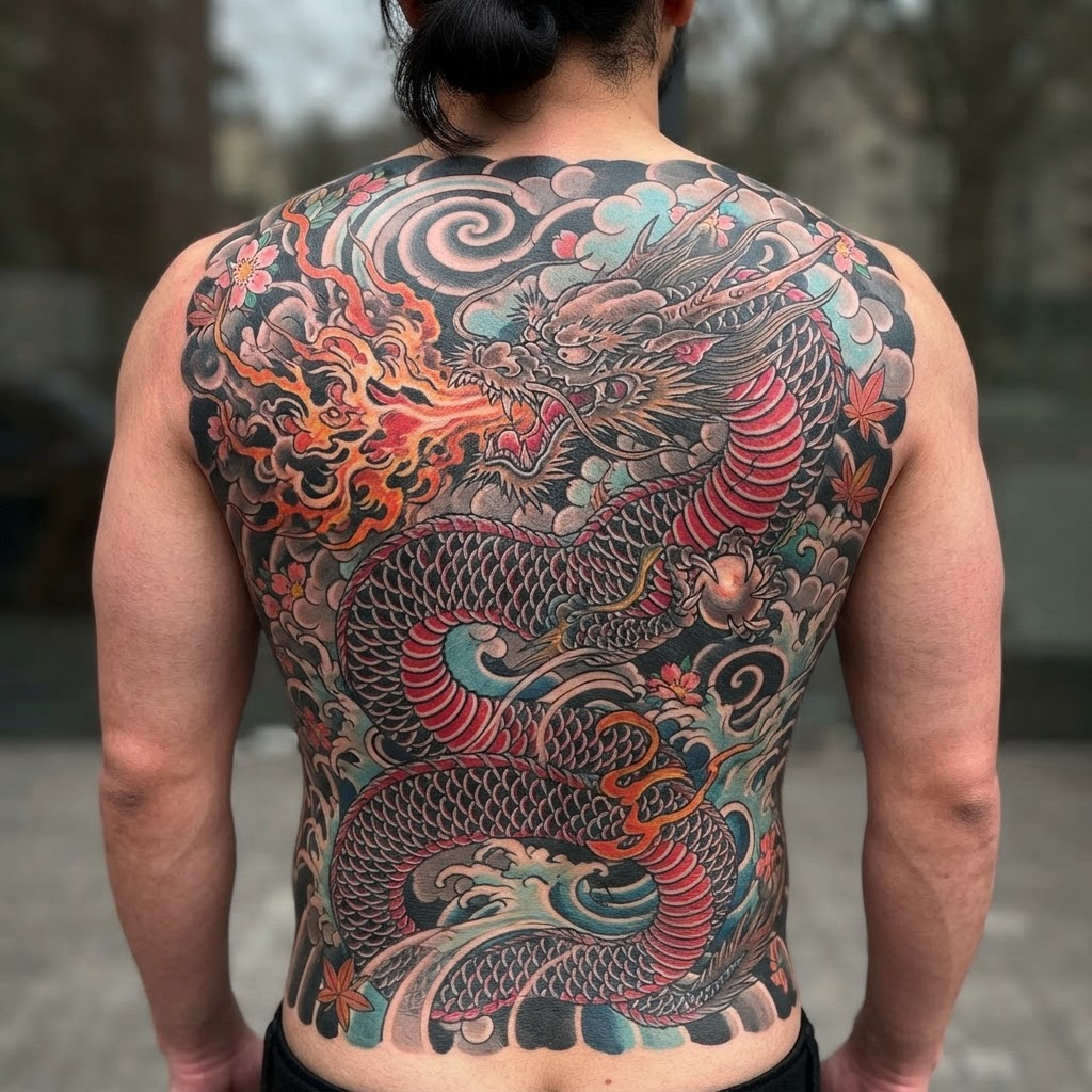 Intricate dragon tattoo design