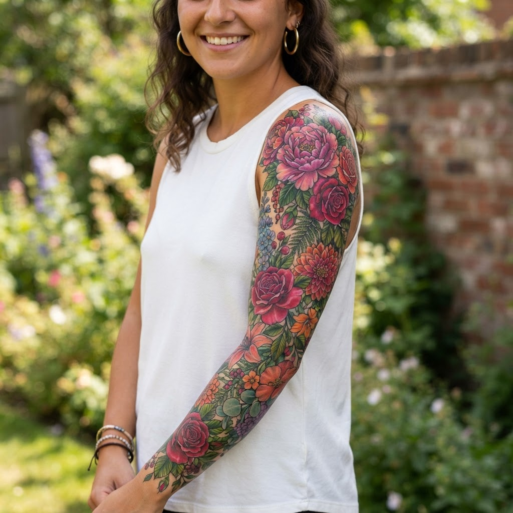 Colorful floral sleeve design